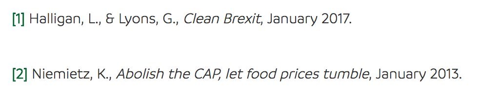 17/36And if we look at the footnote for this we see that it points to a blogpost for the IEA called "Abolish the CAP, let food prices tumble".So this is new. Let's go look at that!