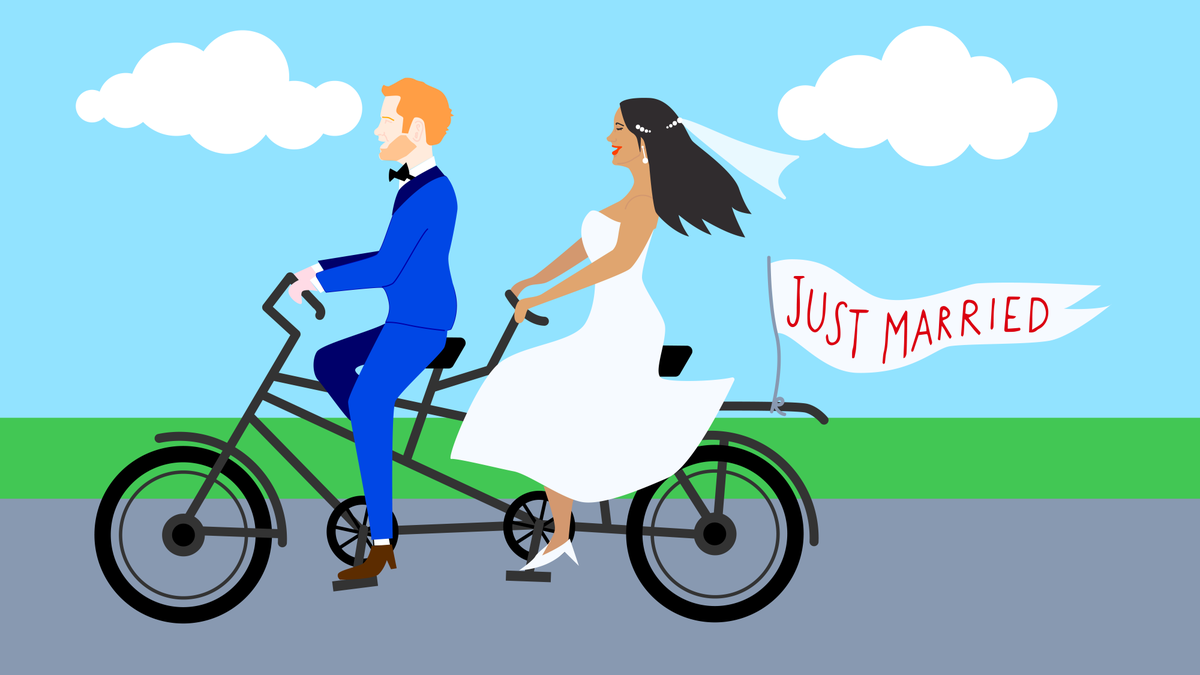 BritishCycling's tweet photo. Harry and Meghan - enjoy the ride… 🚴🚴‍♀️

#RoyalWedding https://t.co/AzeQRb7vw4