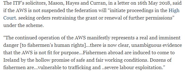 MigrantRightsIr's tweet photo. We fully support @ITFglobalunion 's comments that Aytpical Scheme for Non-EEA Fishers is unfit for purpose, reinforces vulnerability, &amp; creates environment for severe exploitation and forced labour. 
https://t.co/bEgIaroZr3 https://t.co/eTBeYisoZ4