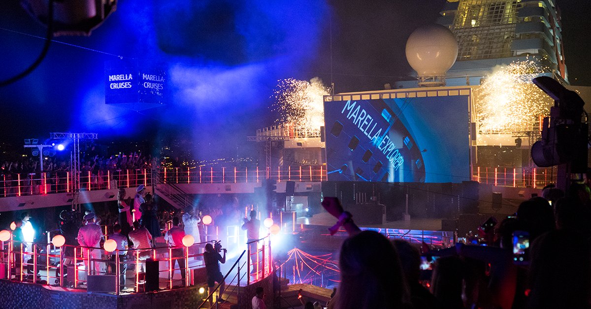 TUIGroup's tweet photo. An outstanding and unrivaled launch event yesterday night with surprise guest @CraigDavid - Well done &amp; happy sailings, #MarellaExplorer! 🎇🍾🚢 https://t.co/TR5yXXdE2o