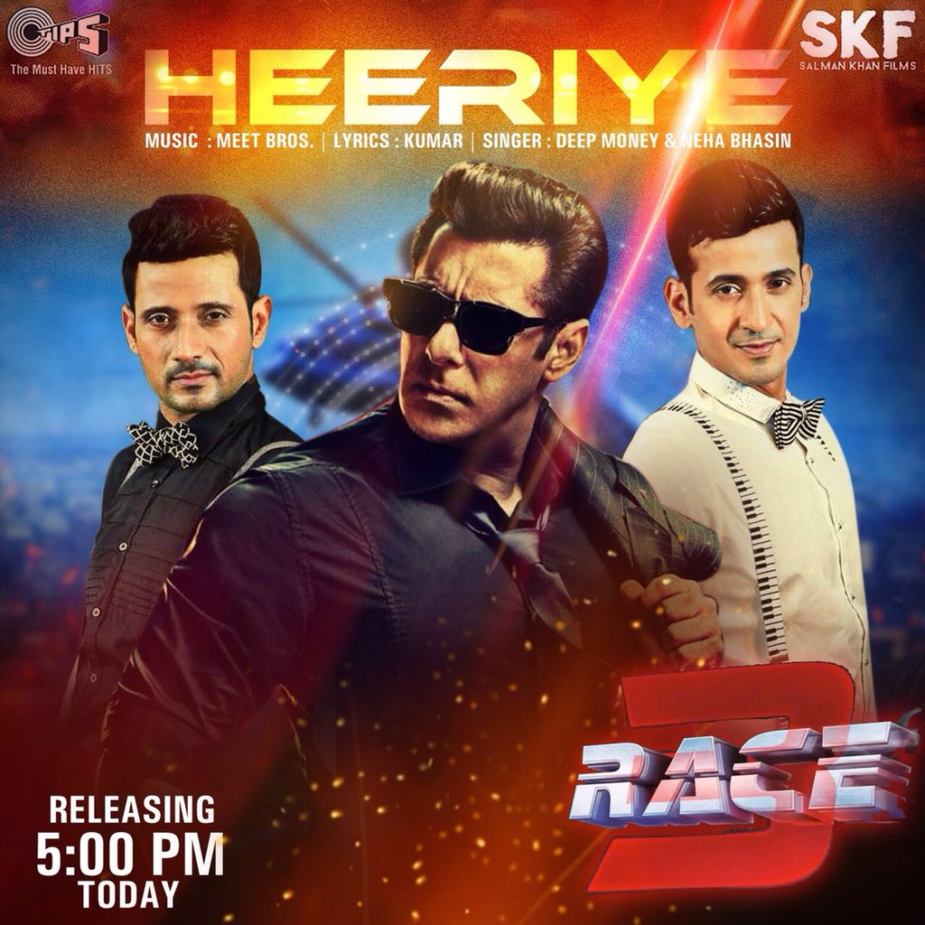 Manmeet- Meet Bros (@mann_meetbros) on Twitter photo Well,The RACE of countdown has Begun !! #Tips and #SalmanKhanFilms Present to you Our brand new party track #Heeriye from the movie #Race3, releasing at 5pm. So Stay Tuned to party with us !
<a href="/BeingSalmanKhan/">Salman Khan</a> <a href="/Asli_Jacqueline/">Jacqueline Fernandez</a> <a href="/meetbros/">MeetBros</a> <a href="/Deepmoney666/">Deepmoney</a> <a href="/nehabhasin4u/">Movierulz Telugu PLZ Movie Download</a> #Kumaar Well,The RACE of countdown has Begun !! #Tips and #SalmanKhanFilms Present to you Our brand new party track #Heeriye from the movie #Race3, releasing at 5pm. So Stay Tuned to party with us !
<a href="/BeingSalmanKhan/">Salman Khan</a> <a href="/Asli_Jacqueline/">Jacqueline Fernandez</a> <a href="/meetbros/">MeetBros</a> <a href="/Deepmoney666/">Deepmoney</a> <a href="/nehabhasin4u/">Movierulz Telugu PLZ Movie Download</a> #Kumaar