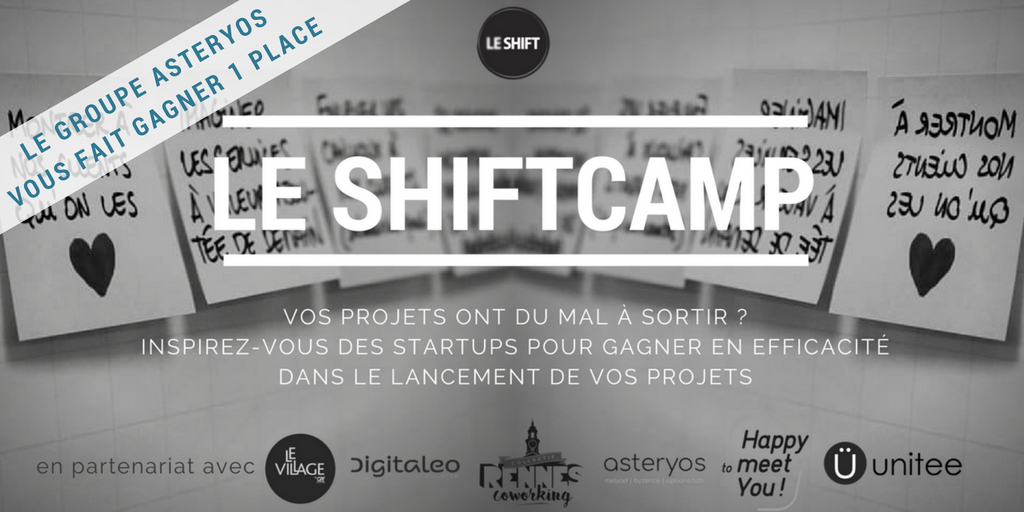 AsteryosGroup's tweet photo. @AsteryosGroup est partenaire du prochain #Shiftcamp qui se déroulera du 31 mai au 1er juin prochain à Rennes. Un événement pour les entreprises qui veulent s’inspirer des startups pour innover. Tentez de remporter une place en partageant ce tweet ! https://t.co/dEkd3ngiP0 https://t.co/qtMkGUIKRN