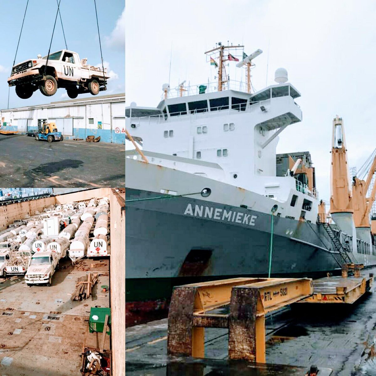 HafenAgentur's tweet photo. Discharging 269 units in Tema, Ghana in transit to Burkina Faso for the UN Peace Corps #SAL #Heavylift #HafenAgentur #Tema #ShippingAgent #TransitCargo #BertingOnArrinval #UN https://t.co/FnCVdbyPwv