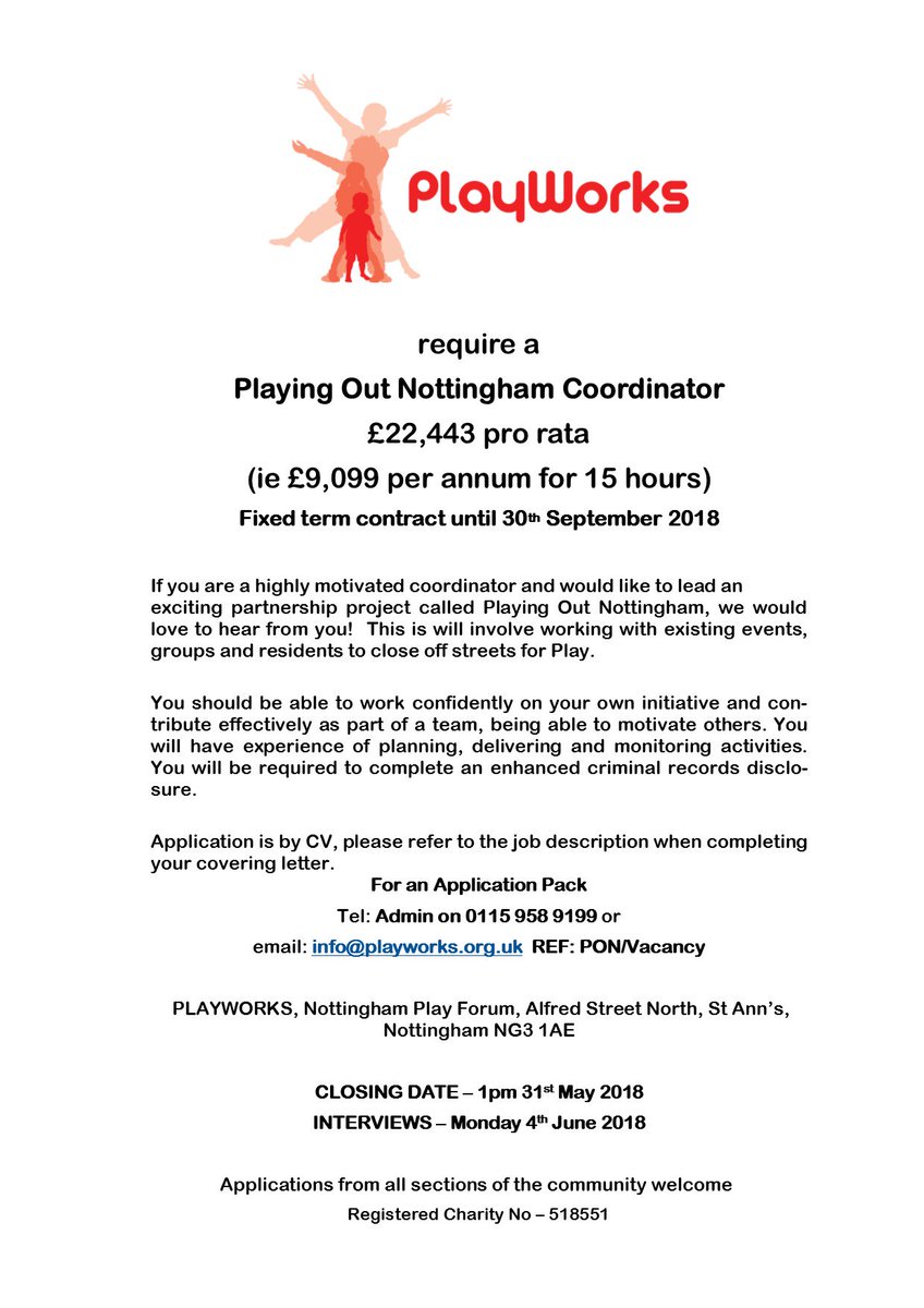PlayWorksNottm's tweet photo. ### Job Opportunity ### We have a new Play project coming soon and we're looking for a motivated projected coordinator. Help us get the word out, please share :) #jobopportunity @PlayWorksNottm #WeSayitsGoodToPlay https://t.co/VvXDE3aIBM