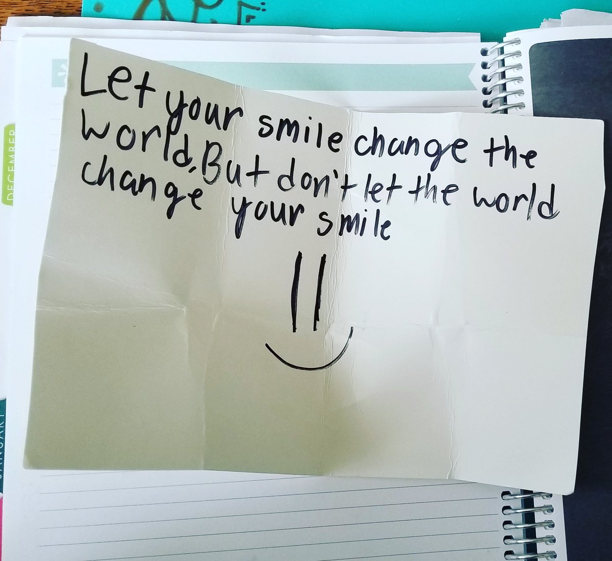 abcface3's tweet photo. Change is our big idea this month.  Found this on my desk.  #theirwheelsarespinning #change #quotes #kidnotes #iteach4th https://t.co/et1w3Sptx5
