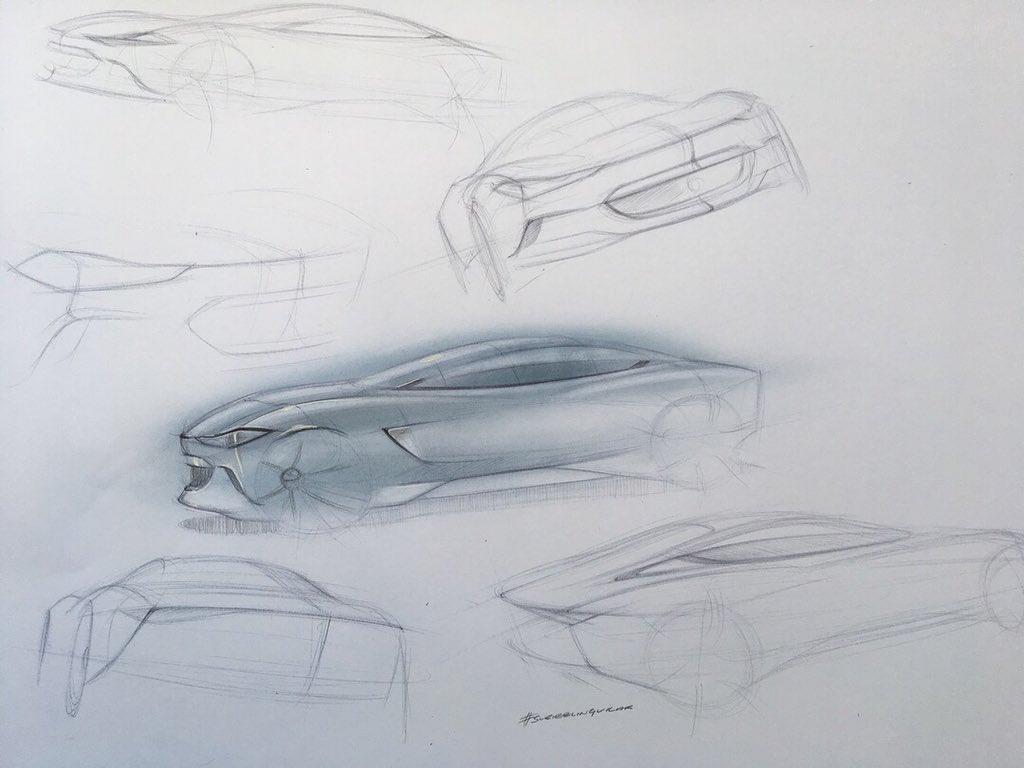 revslimiter's tweet photo. Doodle of the day: Big @JaguarUK saloon concept inspired by creativity of @CovID2018 student show last night. Great to thrash out very quick ideas. But this is also a image of OCD - the mental health condition I and my family live with. Mrs REVS calls it ‘the Bully’. https://t.co/VX45Jq8B68