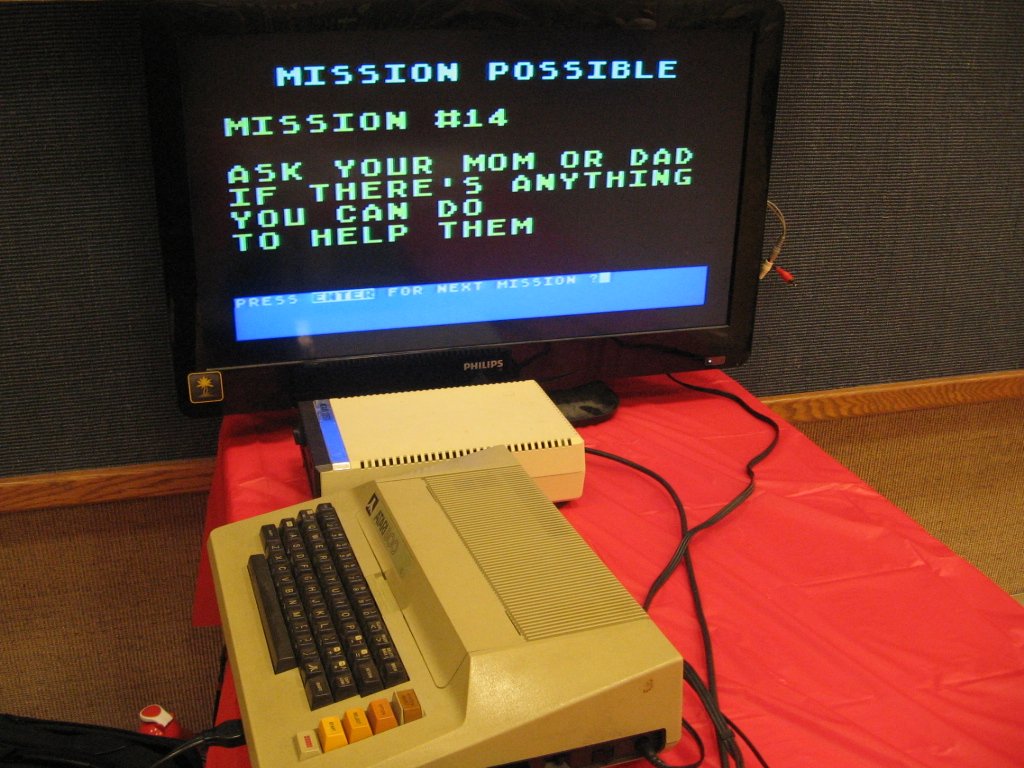 LowellAaronC's tweet photo. Here's a #photo of a #custom #program, that I #created on the #Atari800 especially for a #TriWardFair at my local #church. Basically, written in #AtariBasic , everything took less that 10 Kilobytes. Please click on 'Show this Thread' for more. #Atari #LDS #Christian #Fair https://t.co/FFzqIaJirK