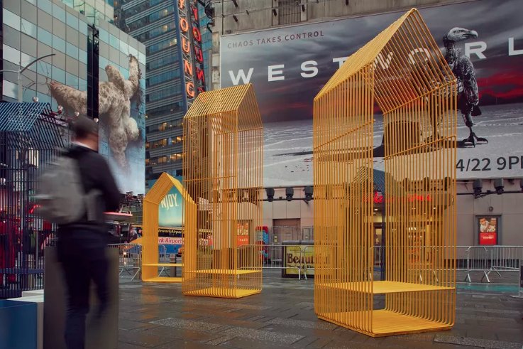 LocalikeNewYork's tweet photo. #TimesSquareDesignLab is debuting five interactive sculptures at 42nd St & Broadway. Five artists created these innovative pieces of street funiture that would provide seating, signage, and other useful functions amid the hustle and bustle of TSq. Until May 23. Check them out! https://t.co/mIIKlfgwPr