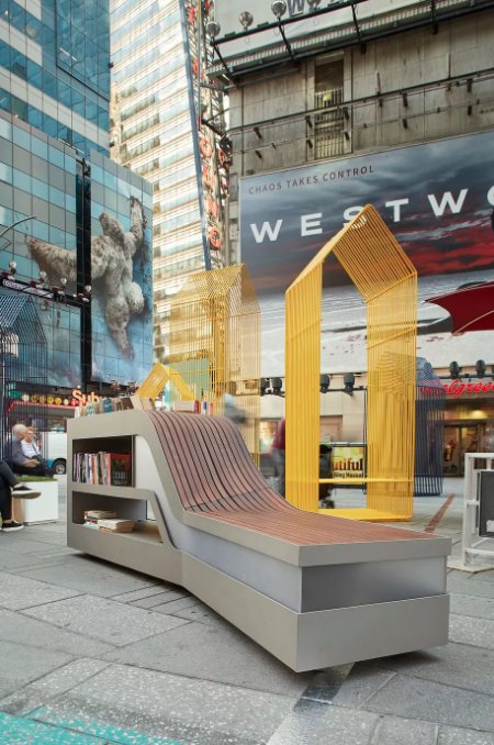 LocalikeNewYork's tweet photo. #TimesSquareDesignLab is debuting five interactive sculptures at 42nd St & Broadway. Five artists created these innovative pieces of street funiture that would provide seating, signage, and other useful functions amid the hustle and bustle of TSq. Until May 23. Check them out! https://t.co/mIIKlfgwPr