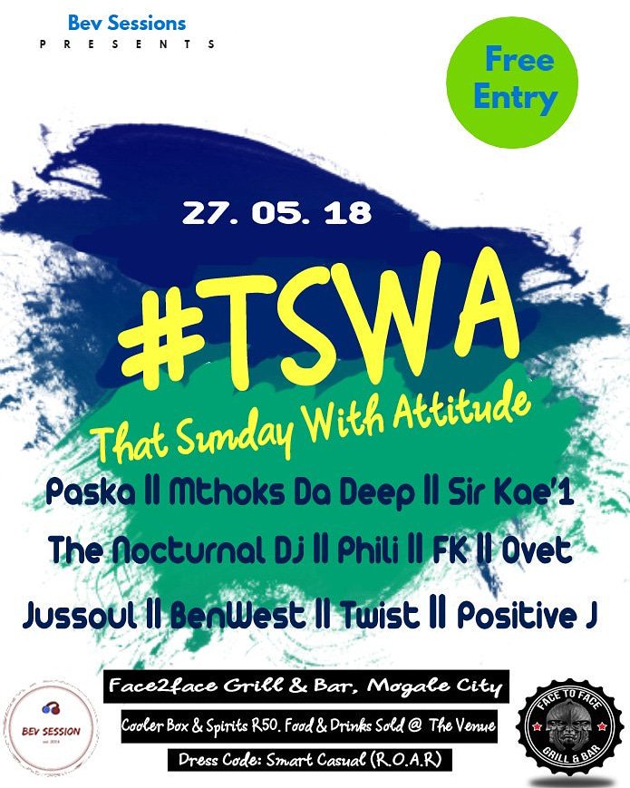 dj_kae1's tweet photo. #TSWA
THAT SUNDAY WITH ATTITUDE
27 MAY 2018 @Nocturnal_Dj @JussoulSA @Mthokozisibut1 @ShwinstarDj https://t.co/YEBSB2GxUL