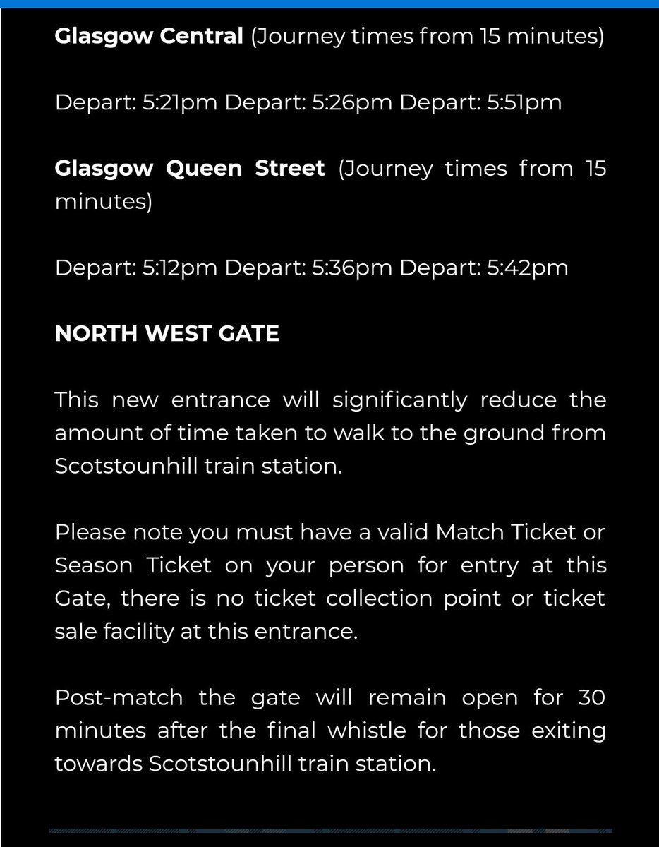 TheXVIthWarrior's tweet photo. North West Gate open pre and post match. Handy for Scotstounhill Station #matchdaytips https://t.co/cwvgFJ6HYo