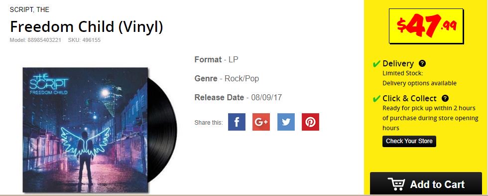 ThisisKirstenC's tweet photo. @yellowhatfish  @gigglingrosie   Aussie #TheScriptFamily  
I just found out this  👇
You can preorder the new #TheScriptVinyl at JB Hi-Fi! That's going to save us AU/NZ fans a lot on international shipping. Thanks @thescript https://t.co/WIQfwdkZht