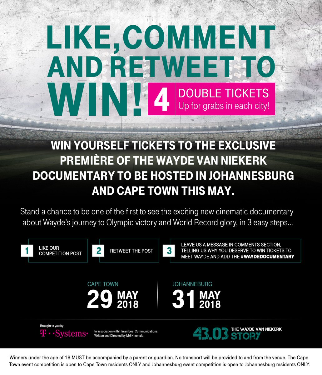 Intervate's tweet photo. Wayde's mum and athletics champ in her own right, Odessa Swarts has left an indelible mark on Wayde's sporting and spiritual life. Secure your tickets to the #waydedocumentary première to rub shoulders with Wayde's family and friends. Details below https://t.co/YiF18pKa1E