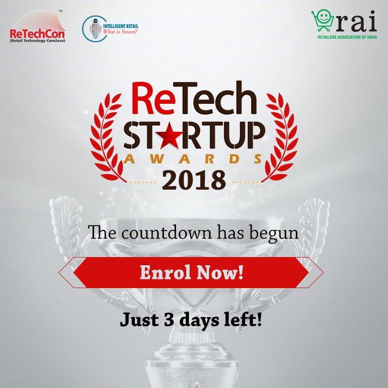 rai_india's tweet image. Let's celebrate the contribution of your ideas towards the #RetailWorld at #ReTechStartUp awards #2018. Gear up for the big day.
Register now: bit.ly/ReTechStartUp
#RetailAwards #RetailIndia