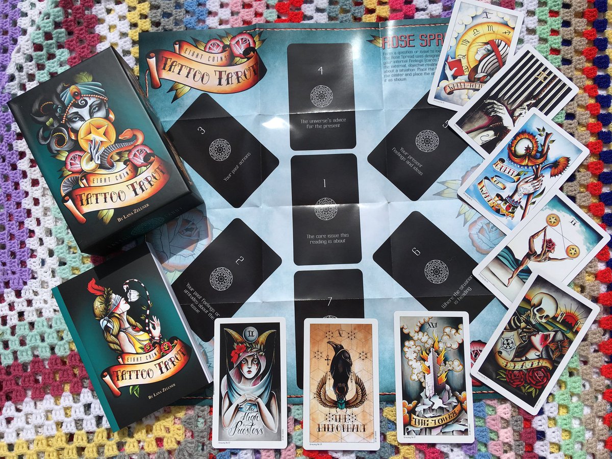 PGUK Spirit UK on X: "Eight Coins' Tattoo Tarot: This vividly illustrated deck follows the artistic development of #tattoo artist &amp; designer Lana Zellner @usgstarot #tarot #tarotcards #divination #psychic #spirituality #creativity #inspiration