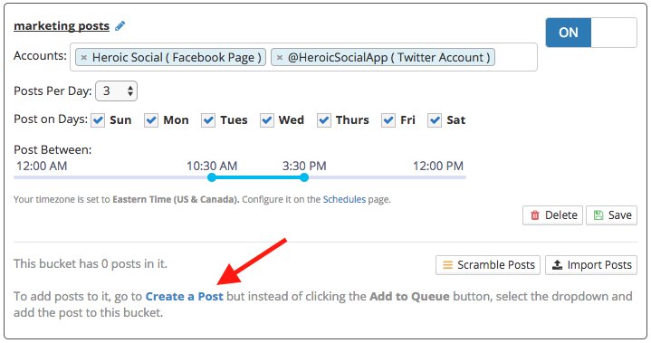 HeroicSocialApp's tweet photo. Keep your best content posting continuously on the days you want, at the times you want, with our powerful Post Buckets feature.

Read more about it on our blog post at https://t.co/QgaWuIe79K https://t.co/0EBTK47QkT