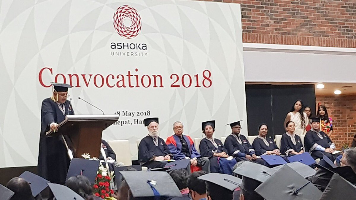 AshokaUniv's tweet photo. “@AshokaUniv has students from 25 states, over 70 cities and 17 countries. @AshokaUniv remains committed to setting new benchmarks for inclusion. It is a private university but it is a public trust in spirit and aspiration,” Dr. @pbmehta, VC, @AshokaUniv. 

#AshokaGradDay2018 https://t.co/yAiGUDa4yu