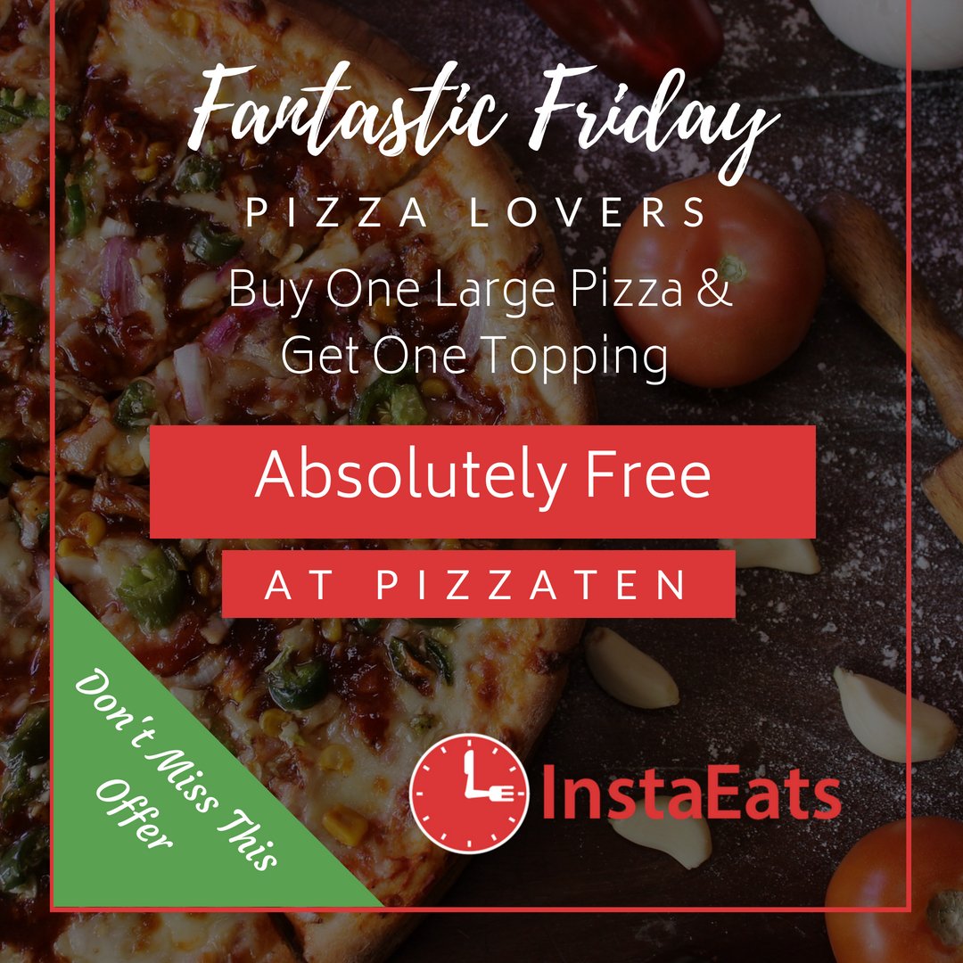 instaeatsapp's tweet photo. Fantastic #Friday for Pizza Lovers! Buy One Large Pizza &amp; Get One Topping Absolutely Free at PizzaTen. Don't miss this Offer. Visit : https://t.co/ME6NVbjVRq
#italianfood #pizzamargherita #pizzatime #pizzascovery #pizzaparty #cheese  #eatstagram #eeeeeats #pizzabeach #eating #RT https://t.co/83XioGrgOP
