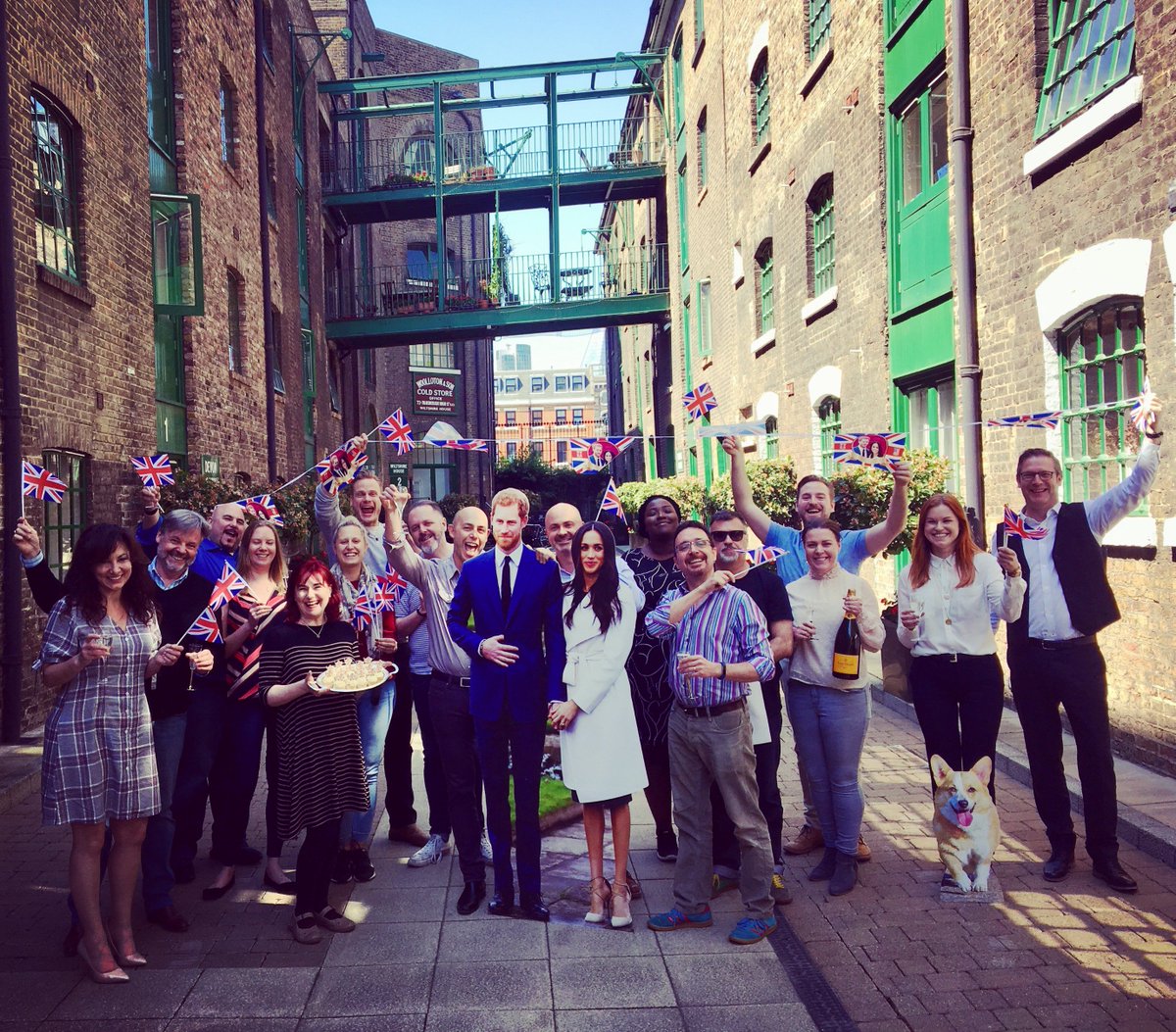 Wow! We never expected Harry &amp; Meghan to surprise us at our #RoyalWedding street party! Such darlings, we wish them all the best for tomorrow. Another example of what wonderful things can happen when you get engaged ;-) #eventprofs #engagement #upstage #LondonBridge