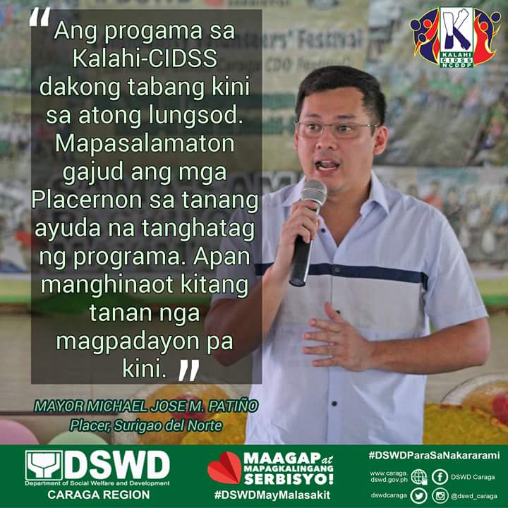 dswdcaraga's tweet photo. Kalahi-CIDSS has always been committed in empowering people by enabling them to fight poverty and advance self-sufficiency...
- Statement during the CDD Festival at Placer, SdN @dswdserves
#DSWDMayMalasakit
#DSWDParaSaNakararami
#KalahiCIDSS
#SamaSamangPagkilosNangMayMalasakit https://t.co/RvtIHjozMD