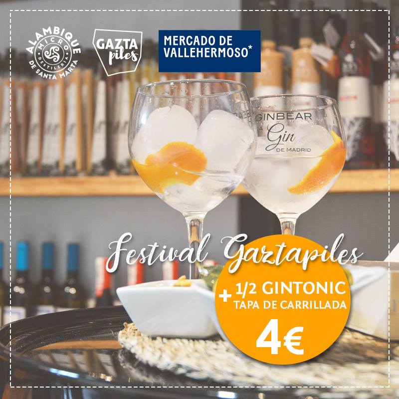 ¡Este sábado 19 de mayo tienes una cita en el <a href="/MVallehermoso/">Mercado Vallehermoso</a>! Ven a disfrutar del Festival <a href="/gaztapiles/">Gaztapiles</a> , y disfruta de nuestra #Ginbear acompañada de una tapa de carrillada elaborada con nuestra #ginebra por tan sólo 4€. ¡Os esperamos a todos! Zona de Productores <a href="/DiadelaCosecha/">Dia de la Cosecha</a>