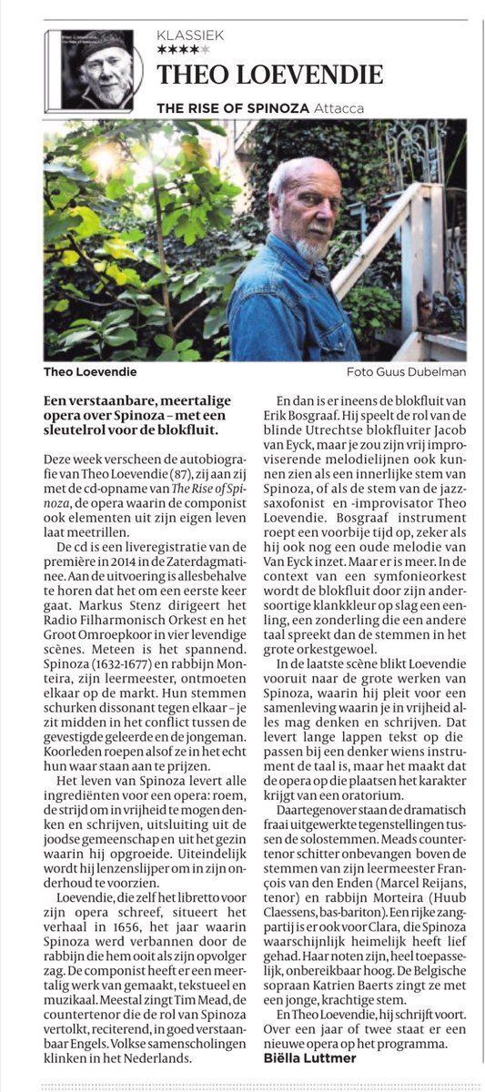 erikbosgraaf's tweet photo. Nice review in @deVolkskrant about Theo Loevendie’s latest opera https://t.co/CYSBiyD1t5