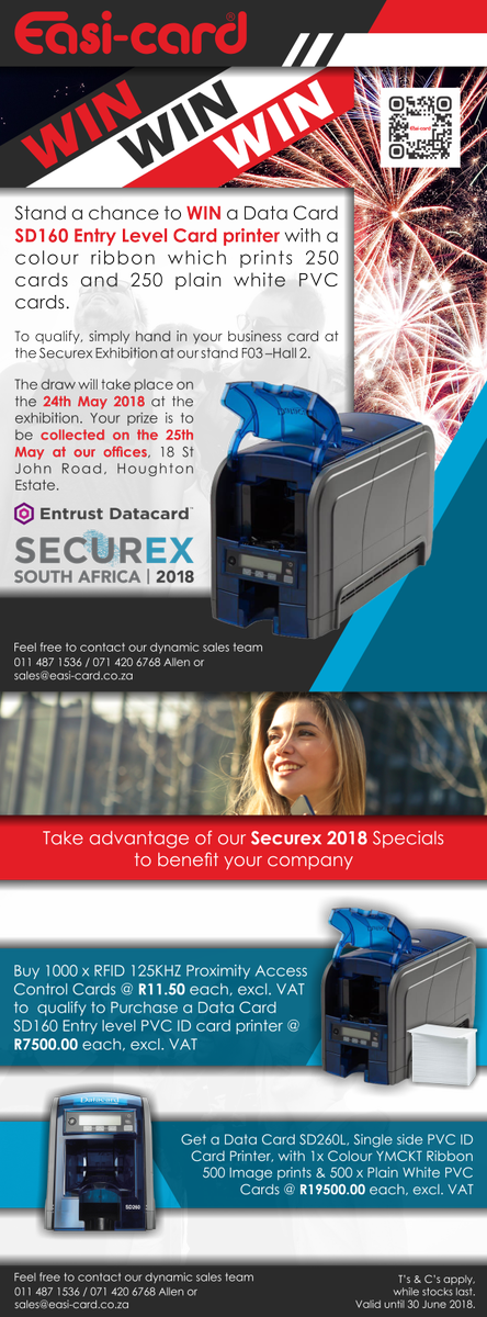EasiCard's tweet photo. Take advantage of the Easi-card Competition &amp; Show Specials at @SecurexSA 2018😁

#Securex2018 #Competition https://t.co/0oHKeZBIfp