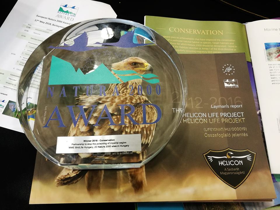 We have news from Brussels! Thank you to everyone who voted for the #HeliconLIFE project on the #Natura2000Award! Thanks to you, this imperial eagle conservation project won the "Conservation" category! Congrats to the coordinators <a href="/MME_BirdLife/">MME-BirdLife Hungary</a>