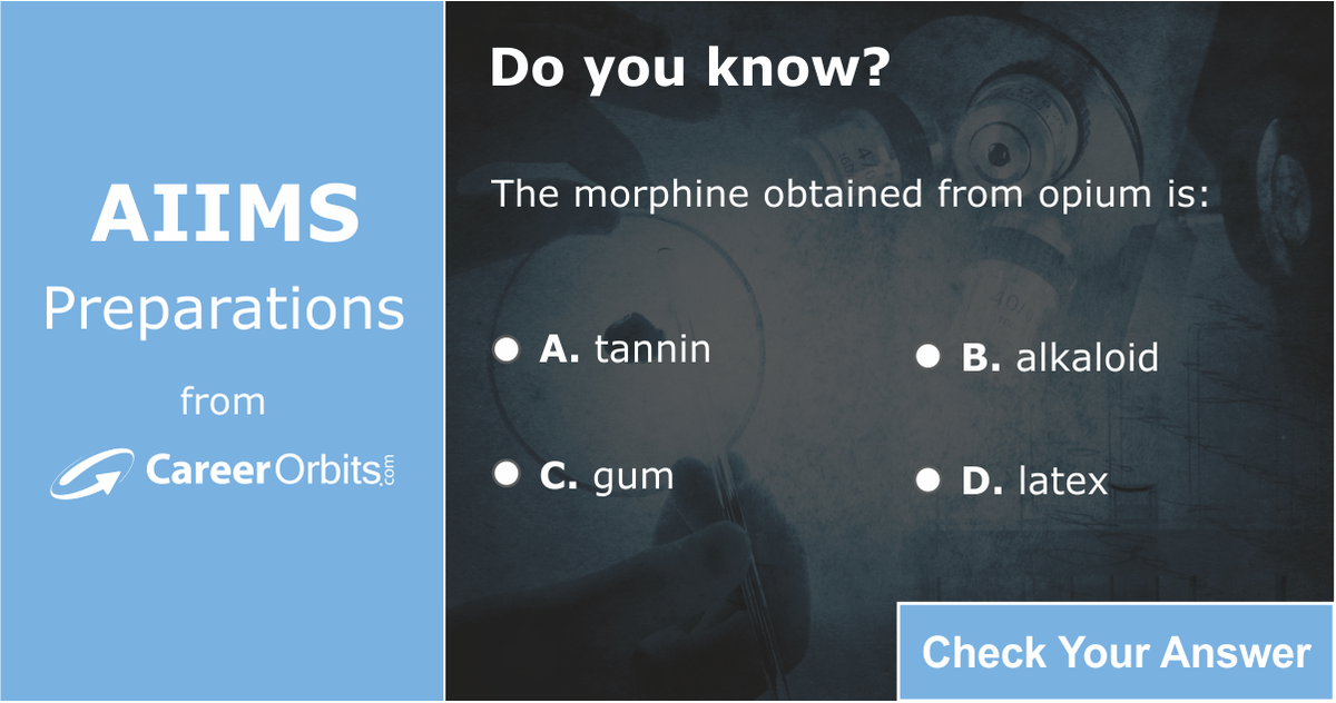 CareerOrbits's tweet photo. Test how prepared you are for #AIIMS!

☑ Click on "Visit link" to check your answer.
☑ Clear doubts with detailed solution.
☑ Revise your concepts smartly.
☑ Learn to practice the right way.

Visit: https://t.co/5YAG843t29

#AIIMS2018 #AIIMSQuestion #AIIMSExam #AIIMSMBBS https://t.co/8iav2ShqUZ