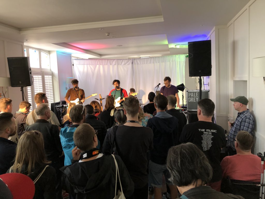 Colonel_Blofeld's tweet image. Day two begins. Band no. 14 @palegreymusic at the #HarbourHotel #TGE18