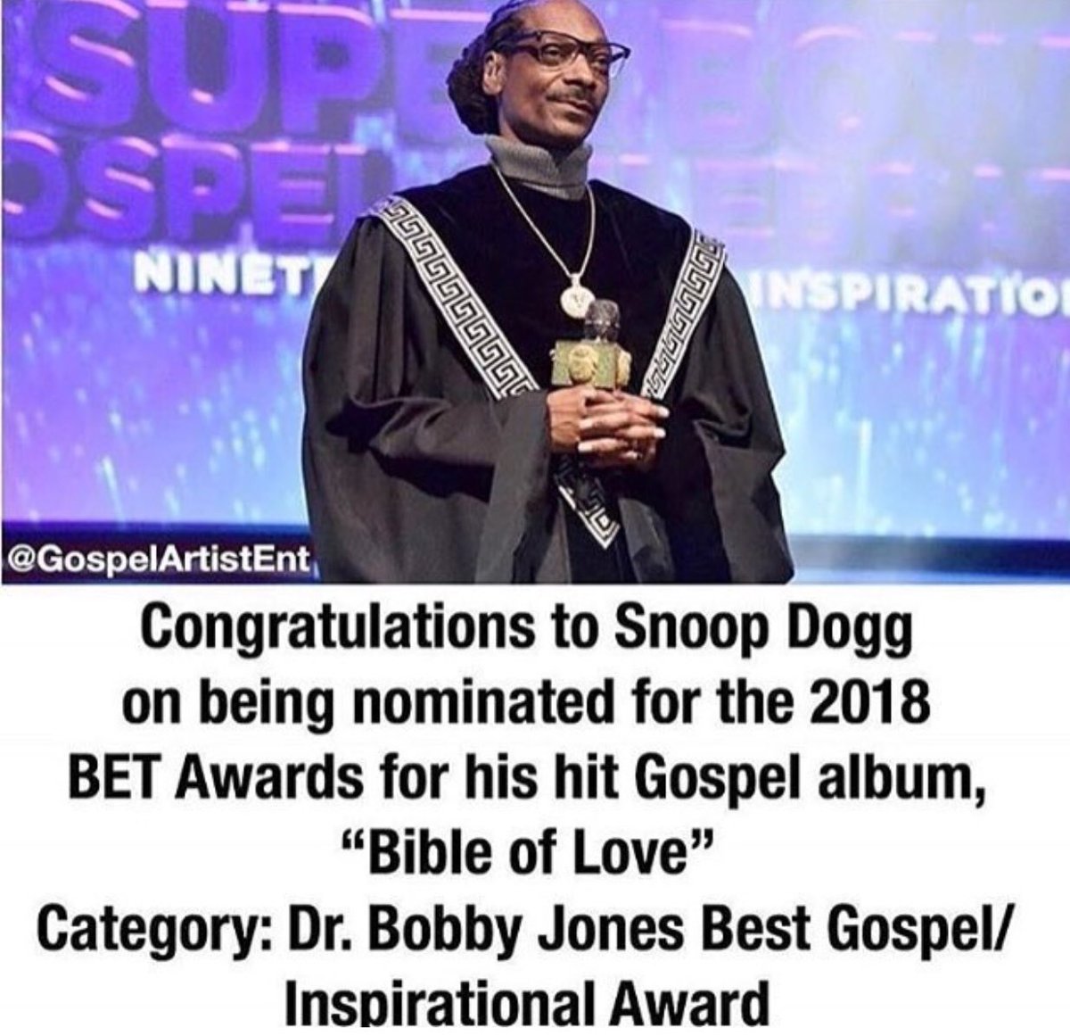 hansummag's tweet photo. A Big Congratulations to @snoopdogg on his bet nomination and bringing us the #bibleoflove #artist #music #hiphop #gear #clothing #believeinyourbrand #hansum #hansummag #hansummagazine #urbanwear #indiartist #indimodels #urban #media #goldandplatinum #supportwhosupportyou https://t.co/x5XHqtPS8B