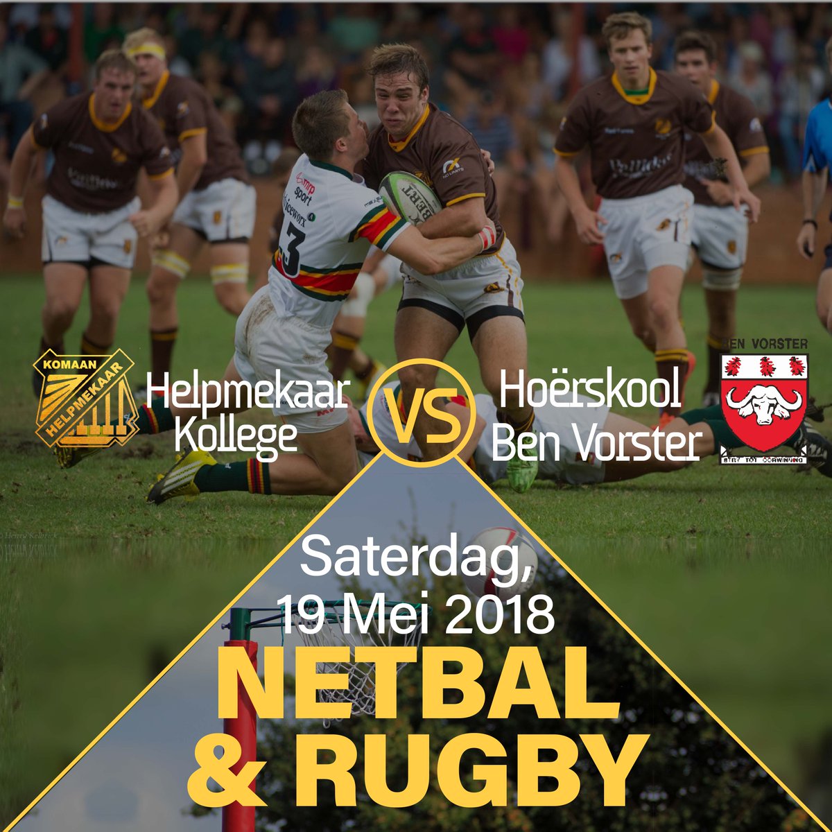 Helpmekaar vs Ben Vorster
 
Datum: 19 Mei 2018               
 
Laai Rugby en Netbal Program hier af
bit.ly/HVK-BenVoster2…