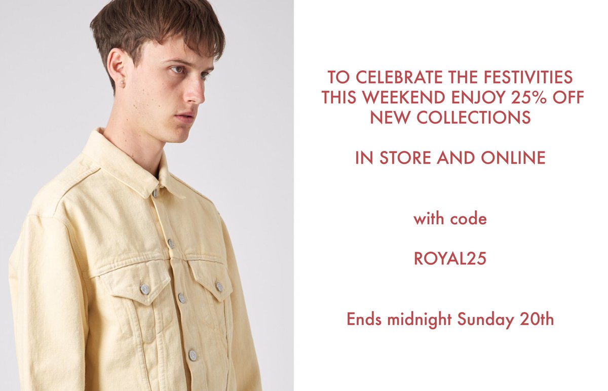 This weekend only to join the celebrations 🎉 we are extending #25%off when you spend 100 or more online and in store ... enjoy !  Use code ROYAL25