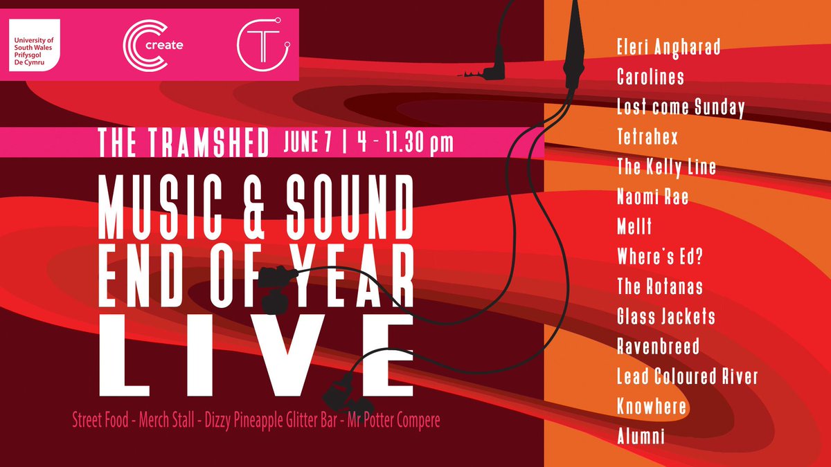 USWCreative's tweet photo. Music and Sound students throwing a huge party at @TramshedCF on 7th June! Live music, street food, and much more! Book your place here: https://t.co/xnbRgYuJ3J #CardiffGradfest2018 https://t.co/80wyzm2oU5