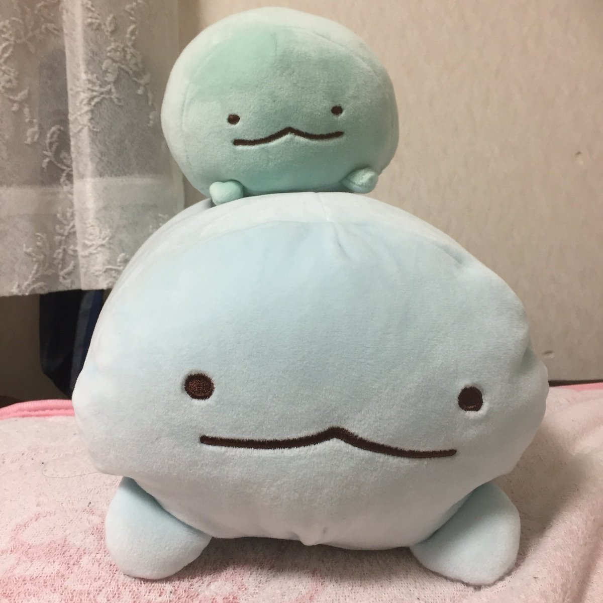 たんしろ しまむらで衝動買い O 10円って安いなーって思って即購入 もーちもちシリーズみたいな手触りのまくら 比較対象はもーちもちぬいぐるみ