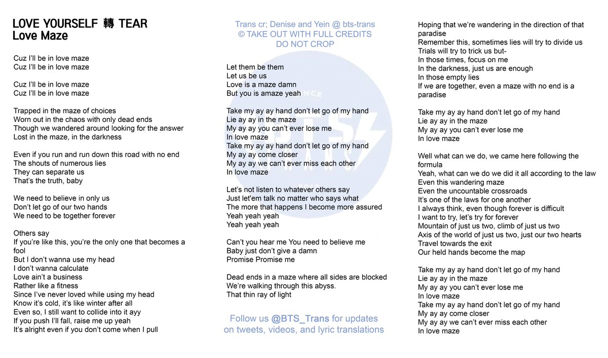 Bangtan Translations On Twitter Koreng Lyrics Love Maze