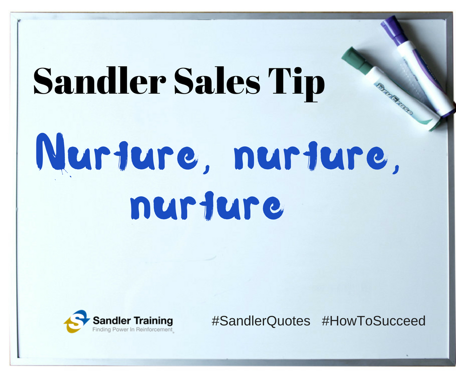 SandlerOrlando's tweet photo. #SandlerQuote:  Nurture, Nurture, Nurture.   When communicating with prospects and buyers, use the nurturing techniques of Sandler Training to seek to understand instead of trying to change their mind.
#QOTD https://t.co/aNRCt5Z4Xm