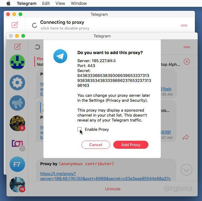 Telegram beta news on twitter mtproto proxy may display a sponsored