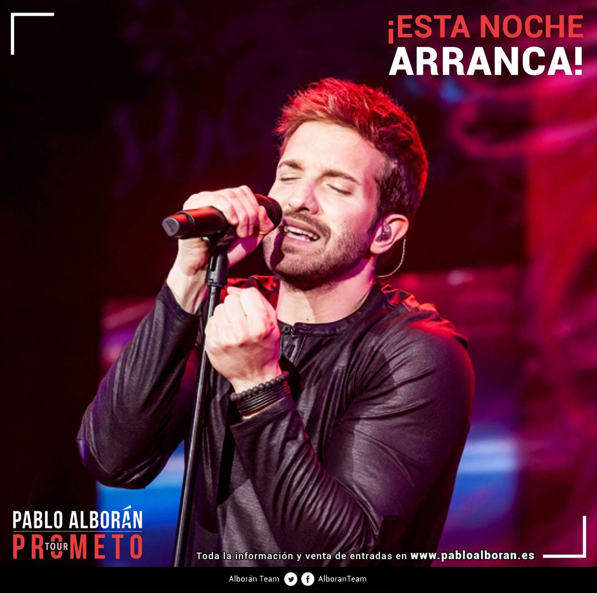 AlboranTeam's tweet photo. #Info ❗Los días más felices han llegado y HOY HOY HOY ARRANCA EL #TOURPROMETO DE @pabloalboran en España 🇪🇸❗

¿Quién más no puede con las inmensas ganas de que llegue la noche?💃🏻🤩👏🏻😱👌🏼😍💪🏼🎫🎉✌🏼🚨🌟🔝

Toda la info de la gira en 👉🏼 https://t.co/lEOHO0Vqjp https://t.co/eCKO1WBV3G