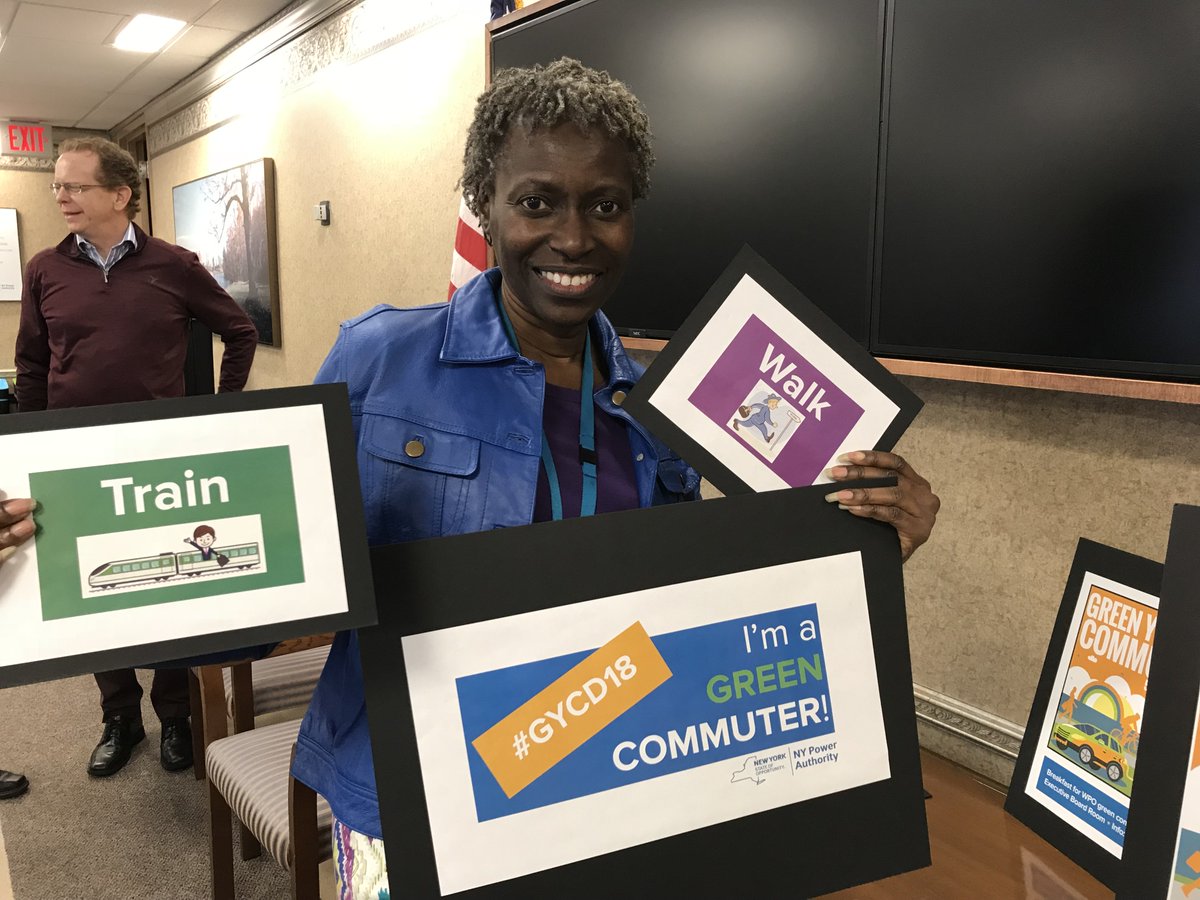 NYPAenergy's tweet photo. NYPA goes green today for #GreenYourCommute Day! Staff around our sites made their commute a little more efficient today by driving an #EV, carpooling, cycling or using public transit. #GYCD2018 https://t.co/Yn3XmBKGDs