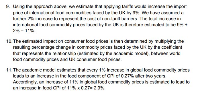 35/36The document is actually looking at the prospect of price rises due to imposing tariffs on food we currently import tariff-free from Europe. But what we're interested in is the coefficient used to go from commodity prices to retail prices found on page 3.It's 0.27.