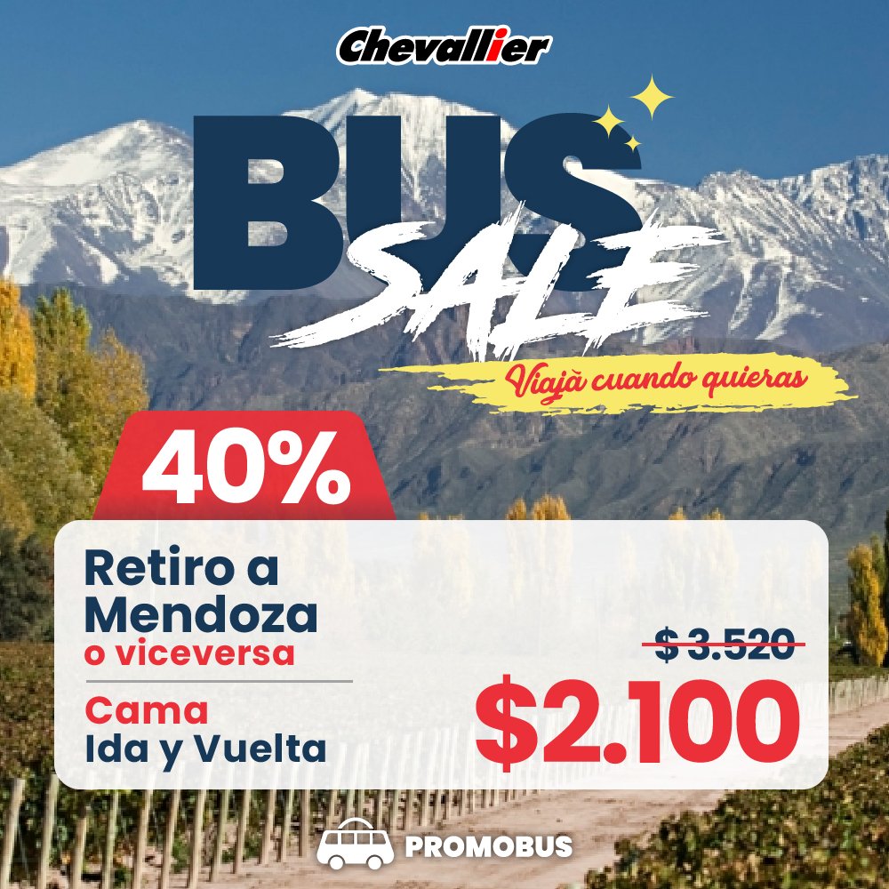 Nuevachevallier's tweet photo. En https://t.co/2zOfU0AW4e podés comprar tus pasajes hoy y viajar cuando quieras con #BusSale! 😄🎉🔝
Comprá en cuotas y conseguí hasta con 50% OFF! 🔥
Chevallier, #GenerandoEncuentros 🙌🏼🇦🇷 https://t.co/bYbXQDxsJl