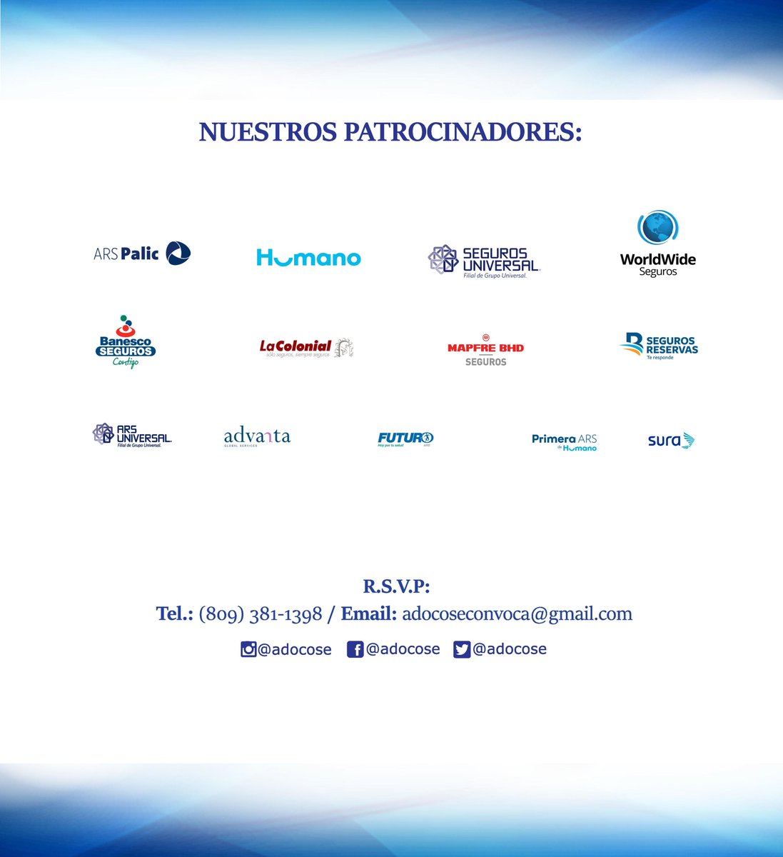 adocose's tweet photo. ¡Estas a tiempo de inscribirte!
R.S.V.P
Tel.: (809) 381-1398 / adocoseconvoca@gmail.com

#ADOCOSE https://t.co/1aVBMmhQlR