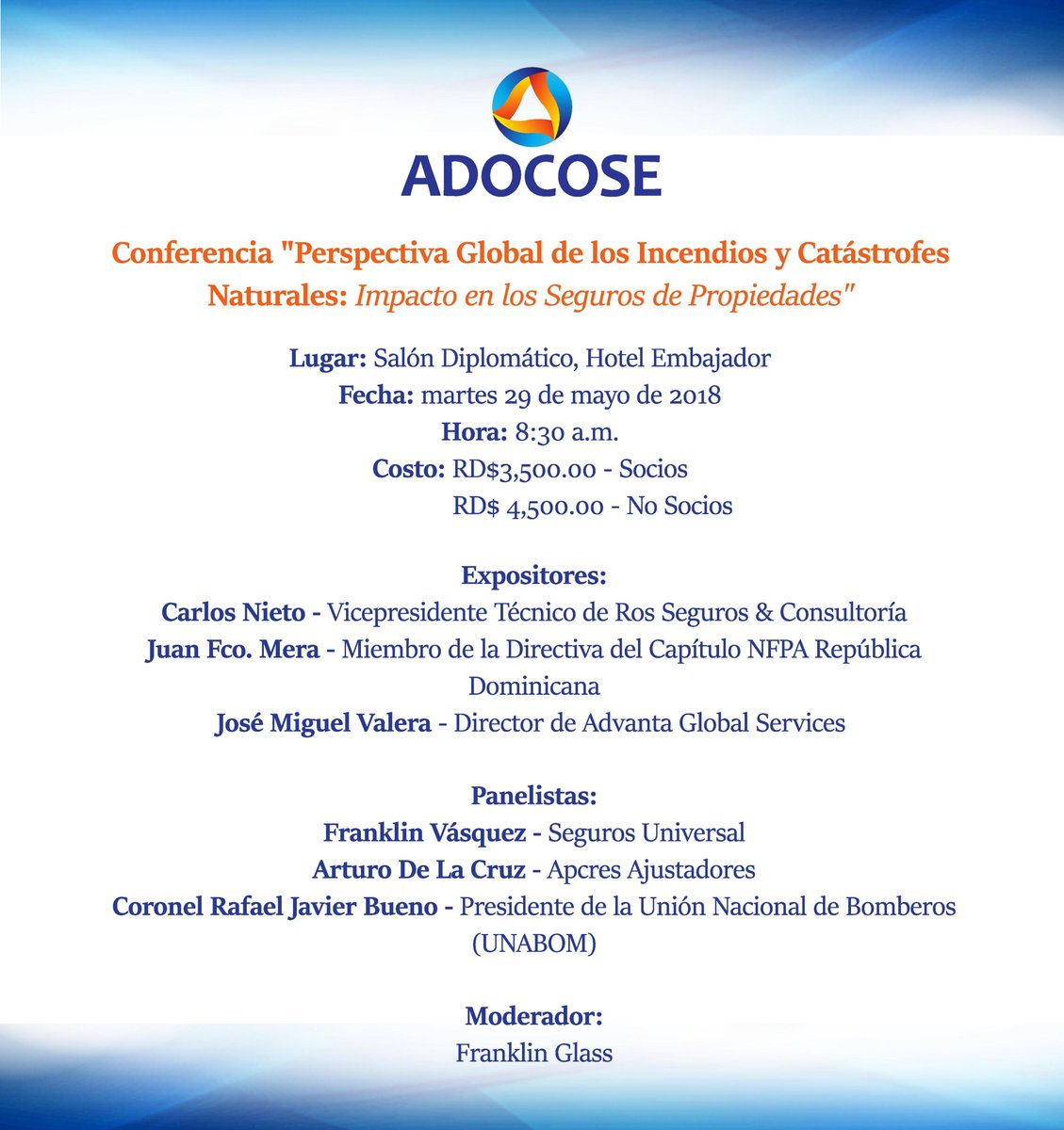 adocose's tweet photo. ¡Estas a tiempo de inscribirte!
R.S.V.P
Tel.: (809) 381-1398 / adocoseconvoca@gmail.com

#ADOCOSE https://t.co/1aVBMmhQlR