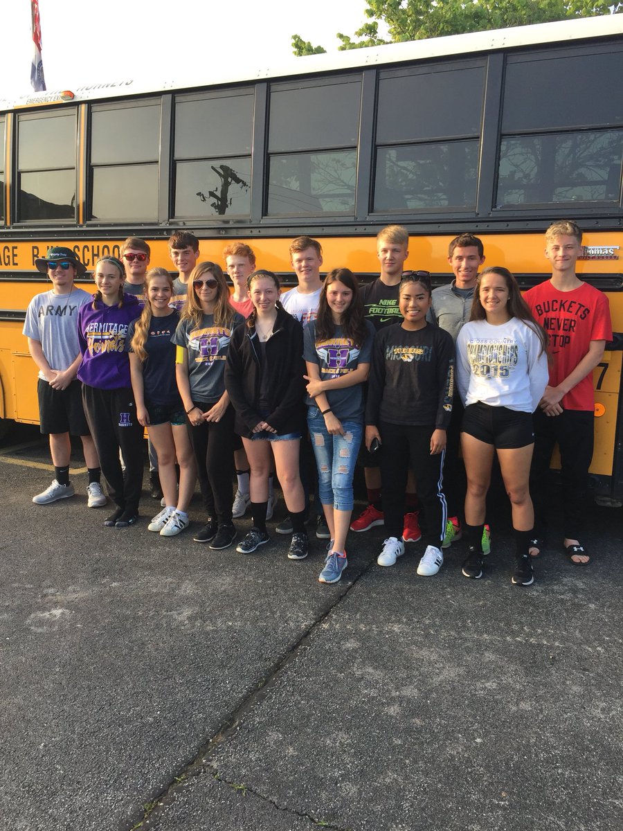 HermitageSchool's tweet photo. Good luck to our Track &amp; Field athletes! They left this morning for the State Championship in Jefferson City. #runfast #jumphigh #throwfar #HornetNation #getState https://t.co/1G6fGdA17d