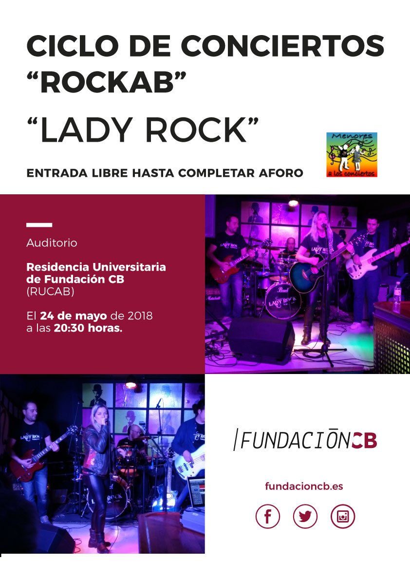 _FundacionCB's tweet photo. ¡Continúa el ciclo de conciertos #ROCKAB en la @RUCABoficial!
Lady Rock ofrecerá un repertorio de canciones amplio y variado que no dejará indiferente a nadie, haciendo un recorrido por las grandes divas: Tina Turner, Blondie, Madonna, Alaska, Mónica Naranjo...
¡Te esperamos! https://t.co/IpntSzy4K6