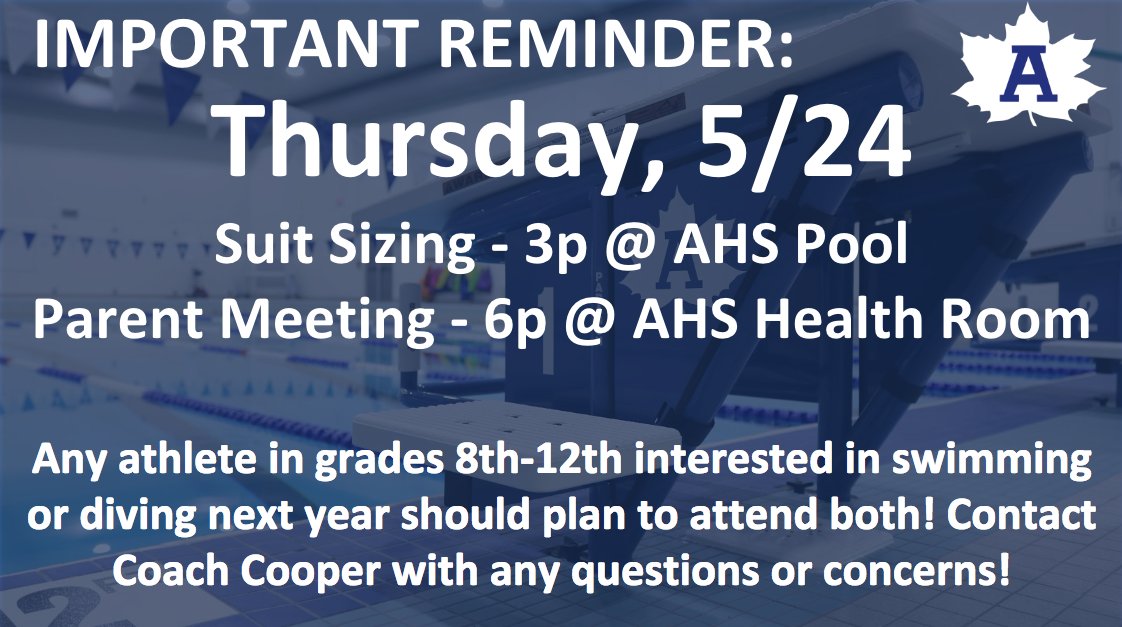 Reminder! Parent Meeting and Suit Sizing next Thursday, 5/24! #GoMaples