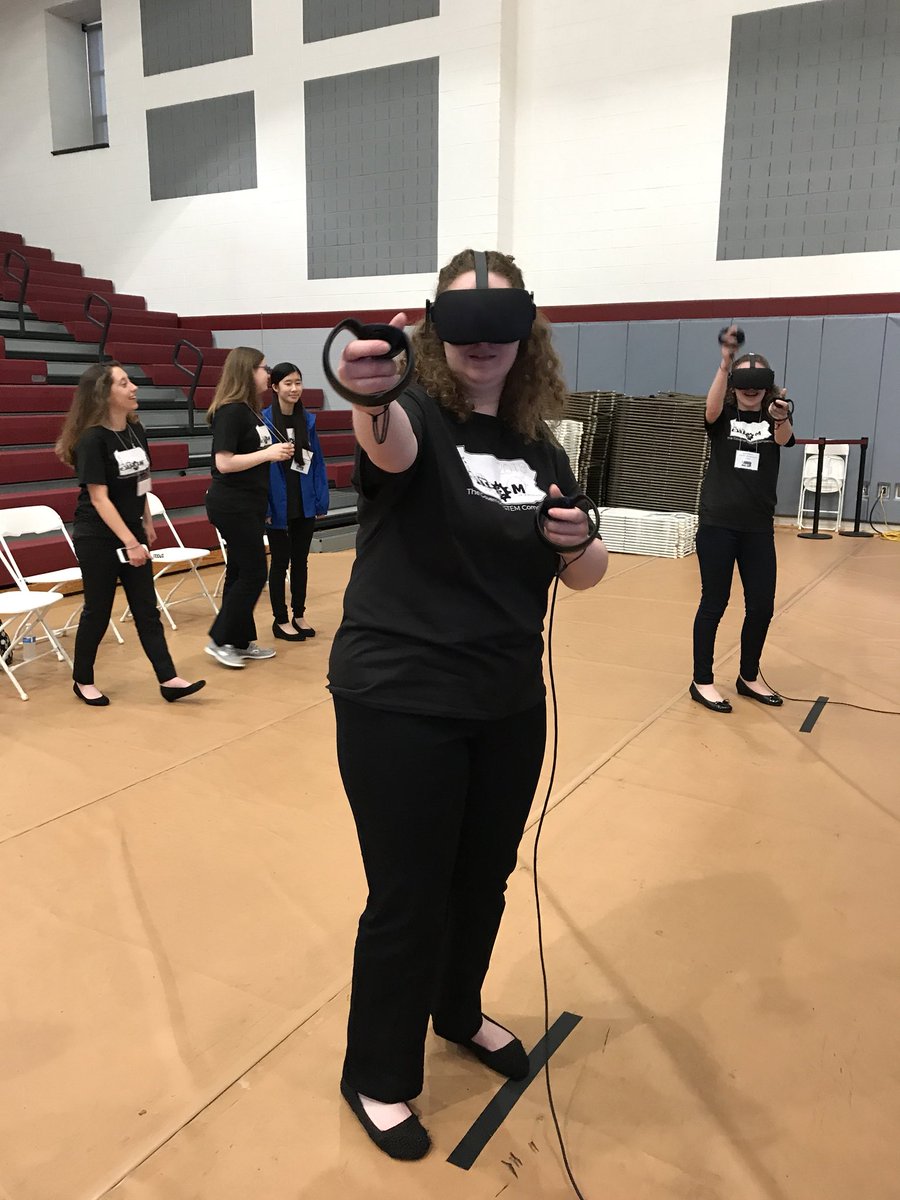 BethKirman's tweet photo. .@LowerDauphin STEM team relieving stress with #VirtualReality before their #plastioca presentation @PAstemcomp #govstem18 https://t.co/cmo8SOPjFU