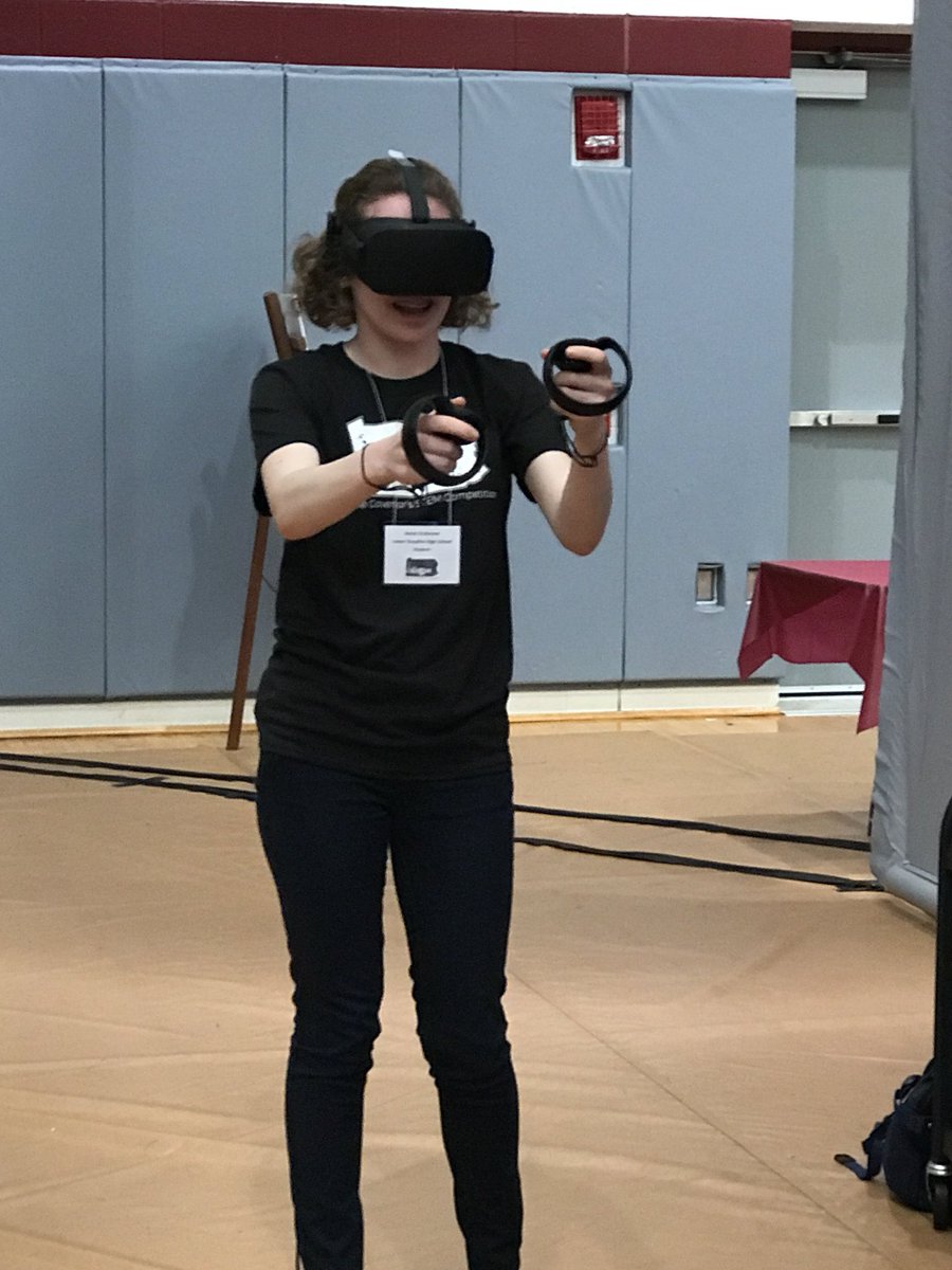 BethKirman's tweet photo. .@LowerDauphin STEM team relieving stress with #VirtualReality before their #plastioca presentation @PAstemcomp #govstem18 https://t.co/cmo8SOPjFU
