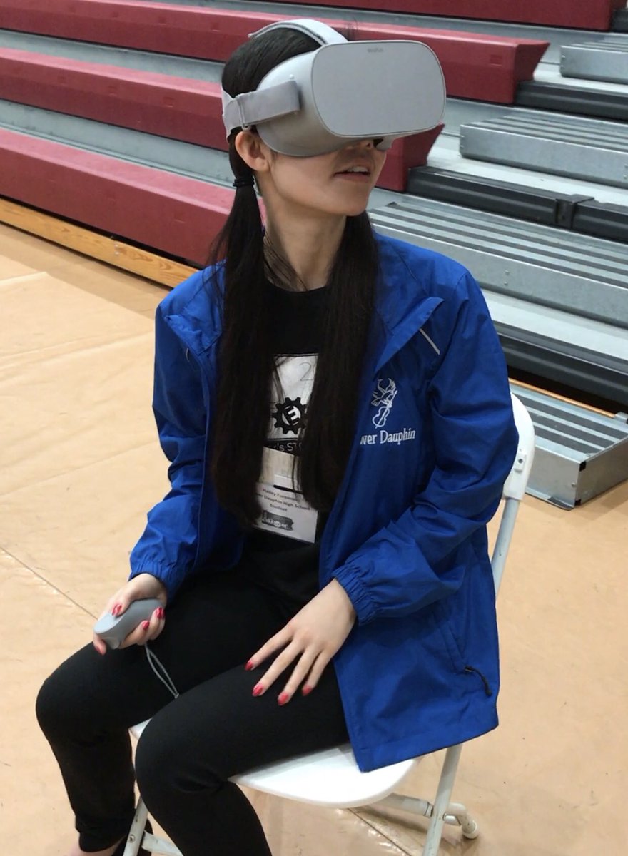 BethKirman's tweet photo. .@LowerDauphin STEM team relieving stress with #VirtualReality before their #plastioca presentation @PAstemcomp #govstem18 https://t.co/cmo8SOPjFU